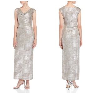 Connected Apparel Draped Neck Floor Length Dress. Size 8